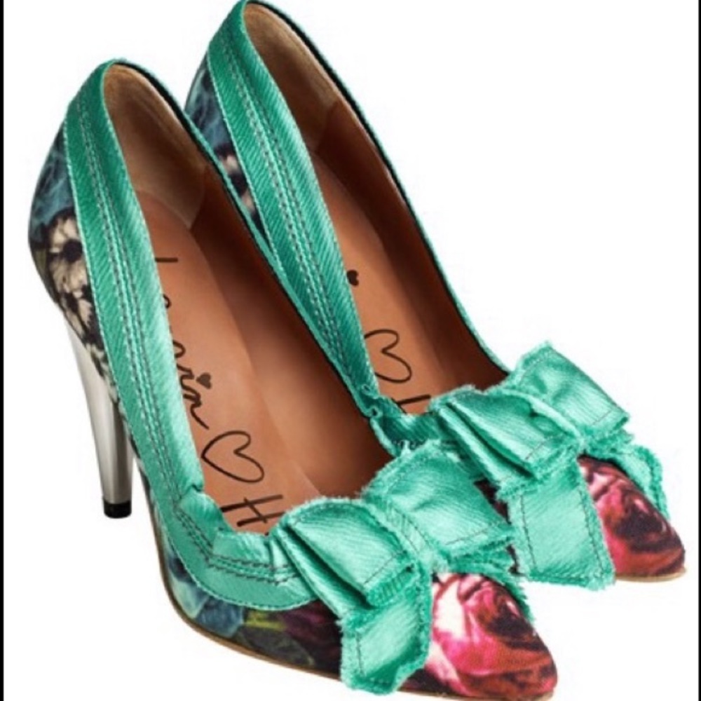 Lanvin x H&M floral satin bow heels 38/8 but they fit more like a 7.5. Very nice